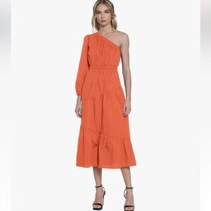 NWT Donna Morgan Womens One Shoulder Tiered Maxi Dress size 2